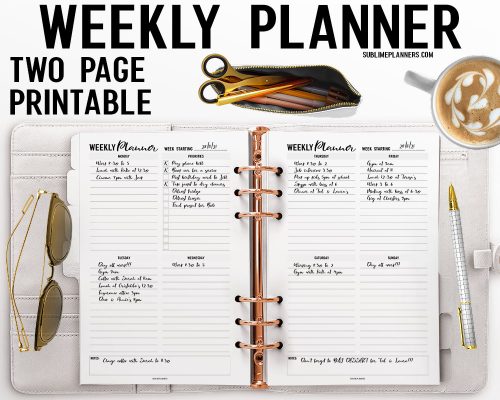 2 Page Weekly Planner Printable