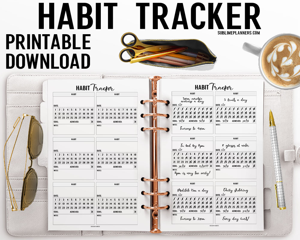 Printable Habit Tracker Habit Tracker Habit Tracker Printable Habit