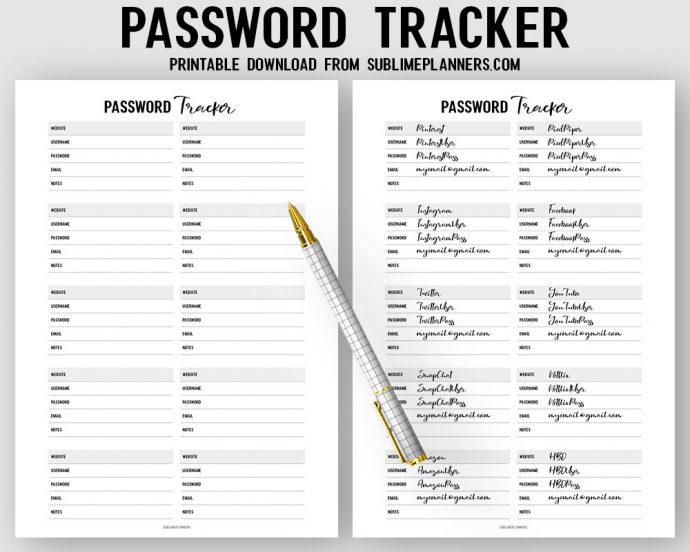 Password Tracker PDF Download