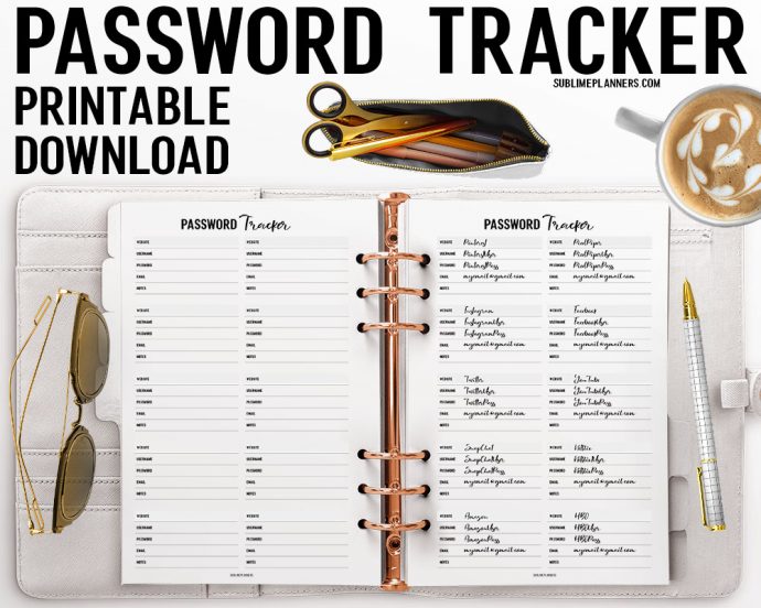 Printable Password Tracker